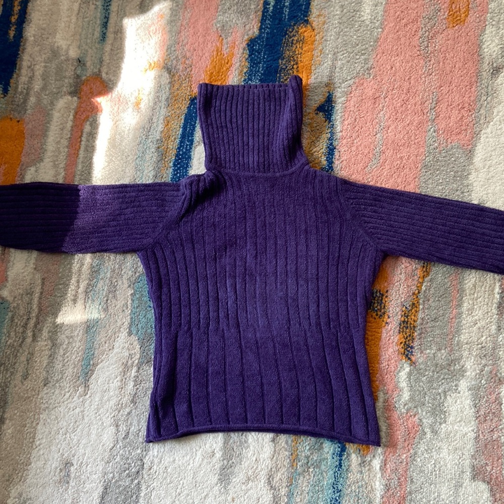 J. Jill Ribbed Turtleneck Sweater in Deep Purple